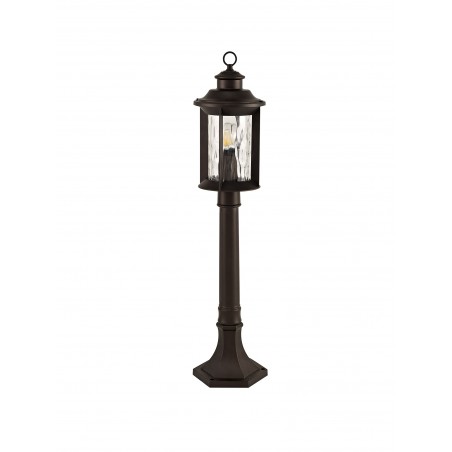 Aidos Post Lamp, 1 x E27, Antique Bronze/Clear Ripple Glass, IP54, 2yrs Warranty DELight - 3