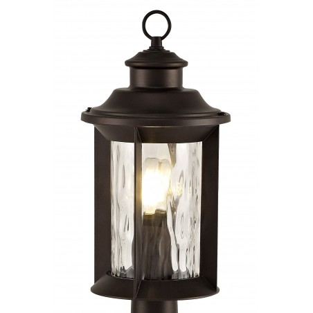Aidos Post Lamp, 1 x E27, Antique Bronze/Clear Ripple Glass, IP54, 2yrs Warranty DELight - 5