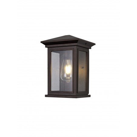 Loxo Flush Wall Lamp, 1 x E27, IP54, Antique Bronze/Clear Seeded Glass, 2yrs Warranty DELight - 1