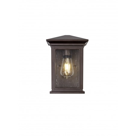 Loxo Flush Wall Lamp, 1 x E27, IP54, Antique Bronze/Clear Seeded Glass, 2yrs Warranty DELight - 4