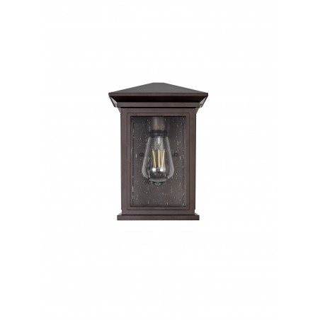 Loxo Flush Wall Lamp, 1 x E27, IP54, Antique Bronze/Clear Seeded Glass, 2yrs Warranty DELight - 5