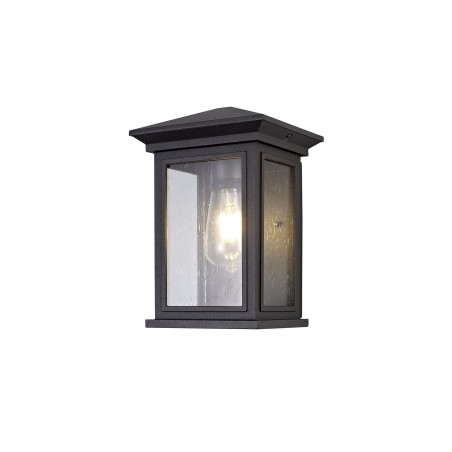 Loxo Flush Wall Lamp, 1 x E27, IP54, Anthracite/Clear Seeded Glass, 2yrs Warranty DELight - 1