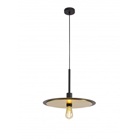 Deva Single 3 In1 Ceiling Flush, Semi-Fush & Pendant Light, 1 Light Adjustable E27, Black/Gold DELight - 3
