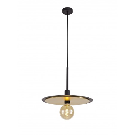 Deva Single 3 In1 Ceiling Flush, Semi-Fush & Pendant Light, 1 Light Adjustable E27, Black/Gold DELight - 5