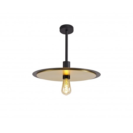 Deva Single 3 In1 Ceiling Flush, Semi-Fush & Pendant Light, 1 Light Adjustable E27, Black/Gold DELight - 7