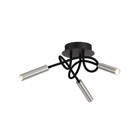 Stella Ceiling, 3 Light Adjustable Arms, 3 x 5W LED Dimmable, 3000K, 930lm, Black/Aluminium, 3yrs Warranty DELight - 1