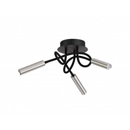 Stella Ceiling, 3 Light Adjustable Arms, 3 x 5W LED Dimmable, 3000K, 930lm, Black/Aluminium, 3yrs Warranty DELight - 3