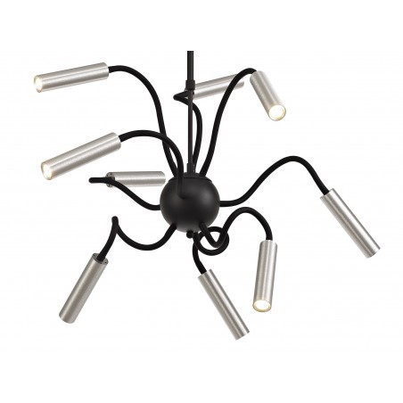Stella Sputnik Pendant, 9 Light Adjustable Arms, 9 x 4W LED Dimmable, 3000K, 2250lm, Black/Aluminium, 3yrs Warranty DELight - 6