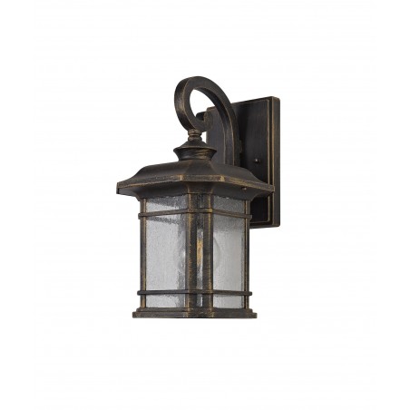 Norma Small Wall Lamp, 1 x E27, Brushed Black Gold/Seeded Glass, IP54, 2yrs Warranty DELight - 3