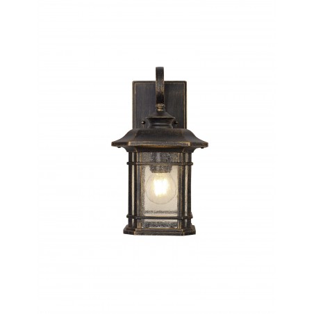 Norma Small Wall Lamp, 1 x E27, Brushed Black Gold/Seeded Glass, IP54, 2yrs Warranty DELight - 4