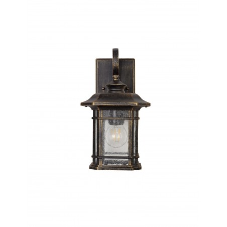 Norma Small Wall Lamp, 1 x E27, Brushed Black Gold/Seeded Glass, IP54, 2yrs Warranty DELight - 5