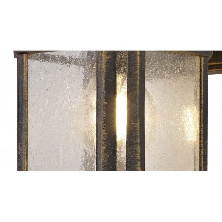 Norma Small Wall Lamp, 1 x E27, Brushed Black Gold/Seeded Glass, IP54, 2yrs Warranty DELight - 8