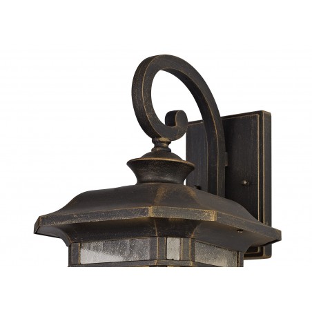 Norma Large Wall Lamp, 1 x E27, Brushed Black Gold/Seeded Glass, IP54, 2yrs Warranty DELight - 6