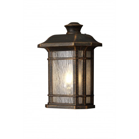 Norma Half Wall Lamp, 1 x E27, Brushed Black Gold/Seeded Glass, IP54, 2yrs Warranty DELight - 1