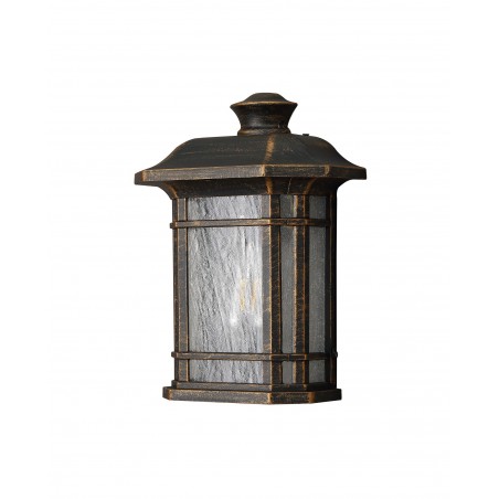 Norma Half Wall Lamp, 1 x E27, Brushed Black Gold/Seeded Glass, IP54, 2yrs Warranty DELight - 3