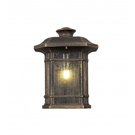 Norma Half Wall Lamp, 1 x E27, Brushed Black Gold/Seeded Glass, IP54, 2yrs Warranty DELight - 4