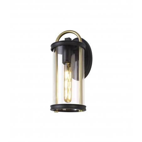 Abas Small Wall Lamp, 1 x E27, Black & Gold/Clear Glass, IP54, 2yrs Warranty DELight - 1