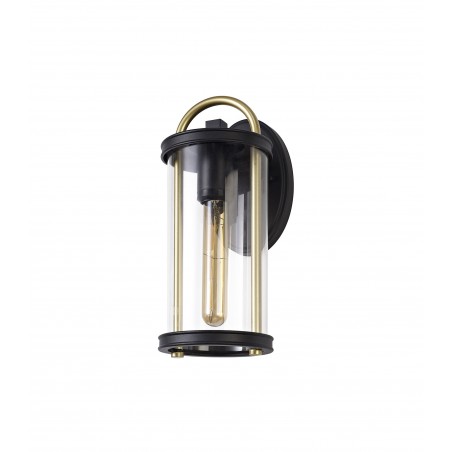 Abas Small Wall Lamp, 1 x E27, Black & Gold/Clear Glass, IP54, 2yrs Warranty DELight - 3