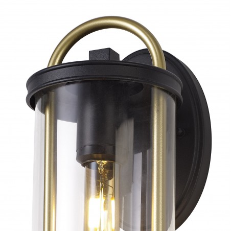Abas Small Wall Lamp, 1 x E27, Black & Gold/Clear Glass, IP54, 2yrs Warranty DELight - 6