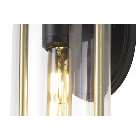 Abas Small Wall Lamp, 1 x E27, Black & Gold/Clear Glass, IP54, 2yrs Warranty DELight - 8