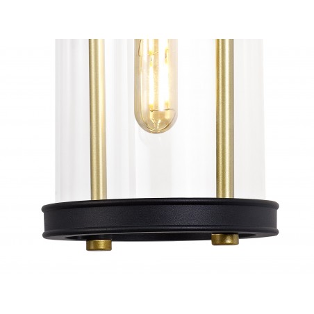 Abas Large Wall Lamp, 1 x E27, Black & Gold/Clear Glass, IP54, 2yrs Warranty DELight - 5