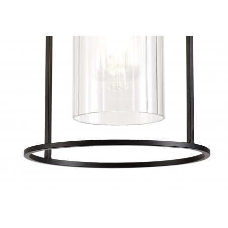 Cato Single Pendant, 1 Light E27, Black/Clear Glass DELight - 8