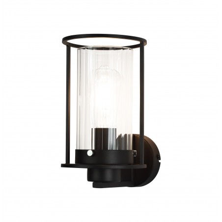 Cato Wall Light, 1 Light E27, Black/Clear Glass DELight - 1