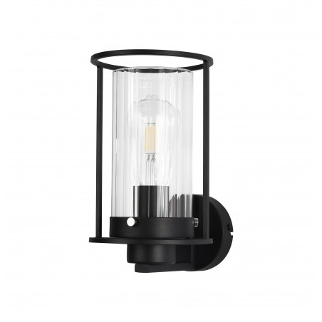 Cato Wall Light, 1 Light E27, Black/Clear Glass DELight - 3