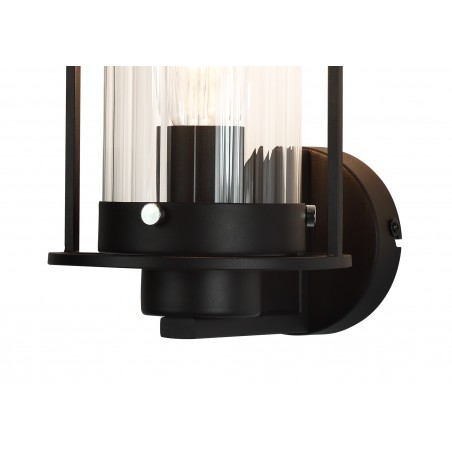 Cato Wall Light, 1 Light E27, Black/Clear Glass DELight - 4