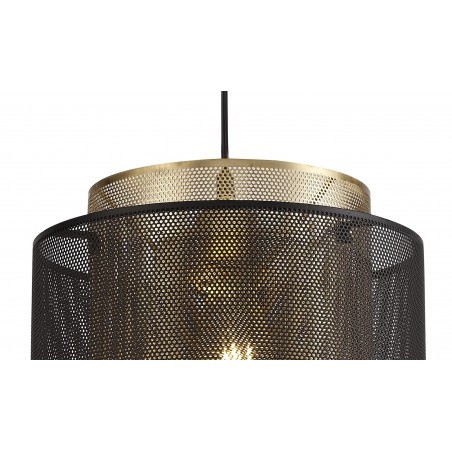 Zeus Single Large Pendant, 1 Light Adjustable E27, Matt Black/Satin Gold DELight - 6