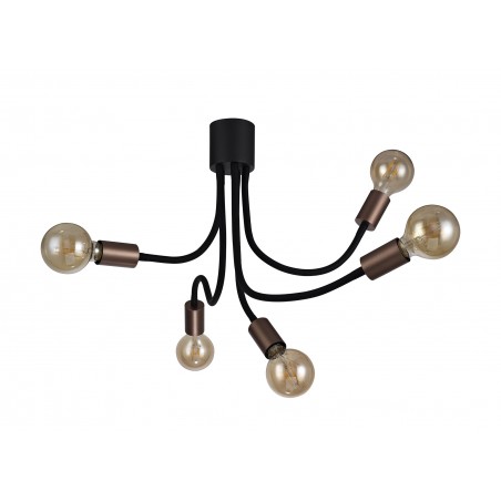 Midas Flexible Ceiling 5 Light E27, Satin Black/Brushed Copper DELight - 3