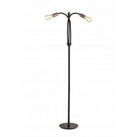 Midas Flexible Floor Lamp, 3 Light E27, Satin Black/Brushed Copper DELight - 1