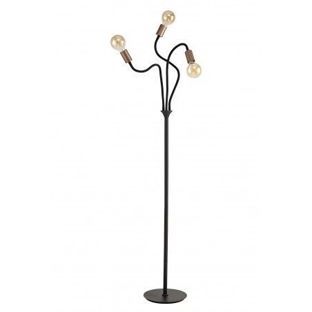 Midas Flexible Floor Lamp, 3 Light E27, Satin Black/Brushed Copper DELight - 3