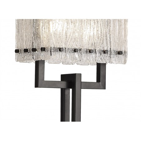 Aster Floor Lamp, 2 Light E27, Matt Black/Crystal Sand Glass DELight - 5