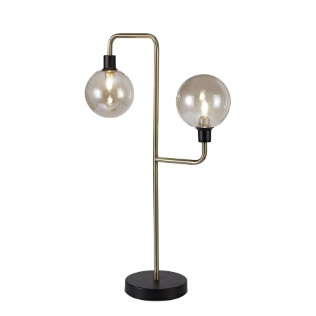 Gala Table Lamp, 2 Light G9, Matt Black/Antique Brass/Cognac Glass DELight - 1