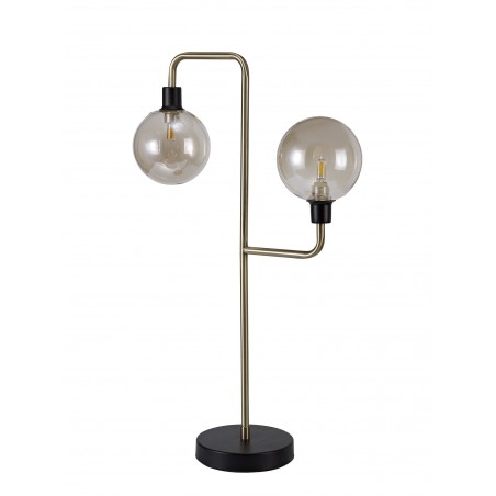 Gala Table Lamp, 2 Light G9, Matt Black/Antique Brass/Cognac Glass DELight - 3
