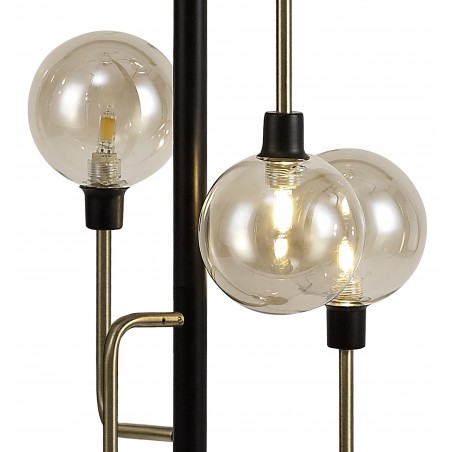 Gala Floor Lamp, 8 Light G9, Matt Black/Antique Brass/Cognac Glass DELight - 5