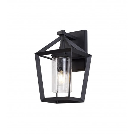 Vela Down Wall Lamp, 1 x E27, IP54, Anthracite/Clear Rain Drop Effect Glass, 2yrs Warranty DELight - 1