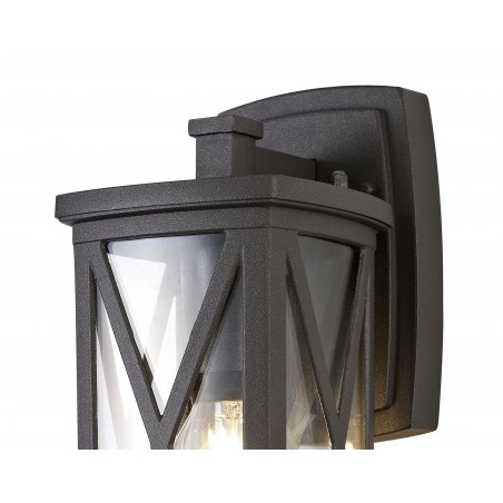 Sirius Down Criss Cross Wall Lamp, 1 x E27, IP54, Anthracite/Clear Glass, 2yrs Warranty DELight - 6