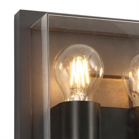 Antia Wall Lamp, 2 x E27, IP65, Anthracite/Clear PC, 2yrs Warranty DELight - 4