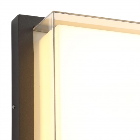 Antia Wall Lamp, 1 x 16W LED, 3000K, 1135lm, IP65, Anthracite/Opal/Clear PC, 3yrs Warranty DELight - 4