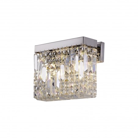 Chloe 29x13cm Rectangular Small Wall Lamp, 2 Light E14, Polished Chrome/Crystal DELight - 4
