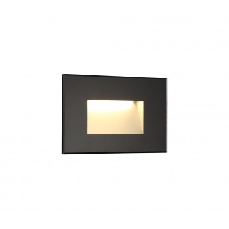 Notus Recessed Rectangle Wall Lamp, 1 x 3.3W LED, 3000K, 145lm, IP65, Black, 3yrs Warranty DELight - 1