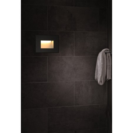 Notus Recessed Rectangle Wall Lamp, 1 x 3.3W LED, 3000K, 145lm, IP65, Black, 3yrs Warranty DELight - 3
