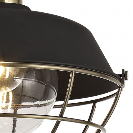 Leda Pendant, 1 Light E27, IP65, Matt Black/Antique Brass, 2yrs Warranty DELight - 8