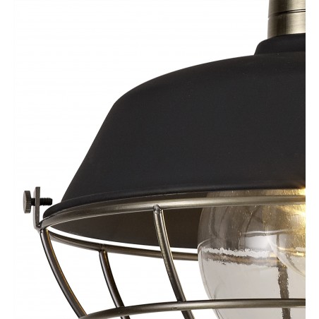 Leda Semi-Flush Ceiling, 1 Light E27, IP65, Matt Black/Antique Brass, 2yrs Warranty DELight - 6