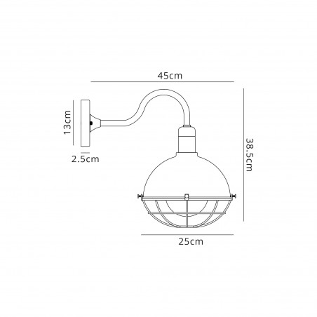 Hero Wall Lamp, 1 Light E27, IP65, Matt Black/Grey, 2yrs Warranty DELight - 2