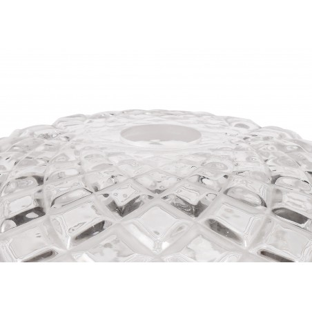Cane Flat Round 30cm Patterned Clear Glass Lampshade DELight - 3