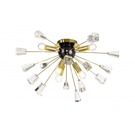 Namid Ceiling Sputnik, 6 Light E14, Brushed Gold & Gloss Black/Crystal DELight - 1