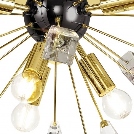 Namid Ceiling Sputnik, 6 Light E14, Brushed Gold & Gloss Black/Crystal DELight - 8